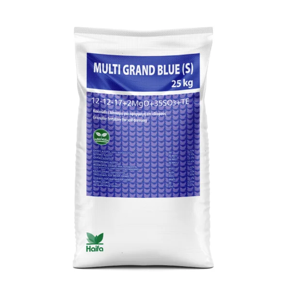 Haifa Multi Grand Blue – Гранулиран NPK Тор (12-12-17) с Калиев Сулфат за Високо Качество без Хлор