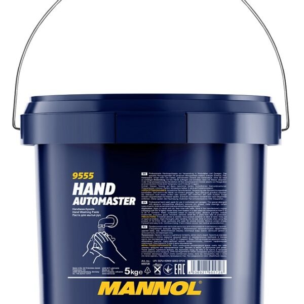 Mannol Hand Automaster – паста за силно замърсени ръце. Премахва масла, битум, бои, лепила, сажди и нагар. 0,400 кг и 5 кг.