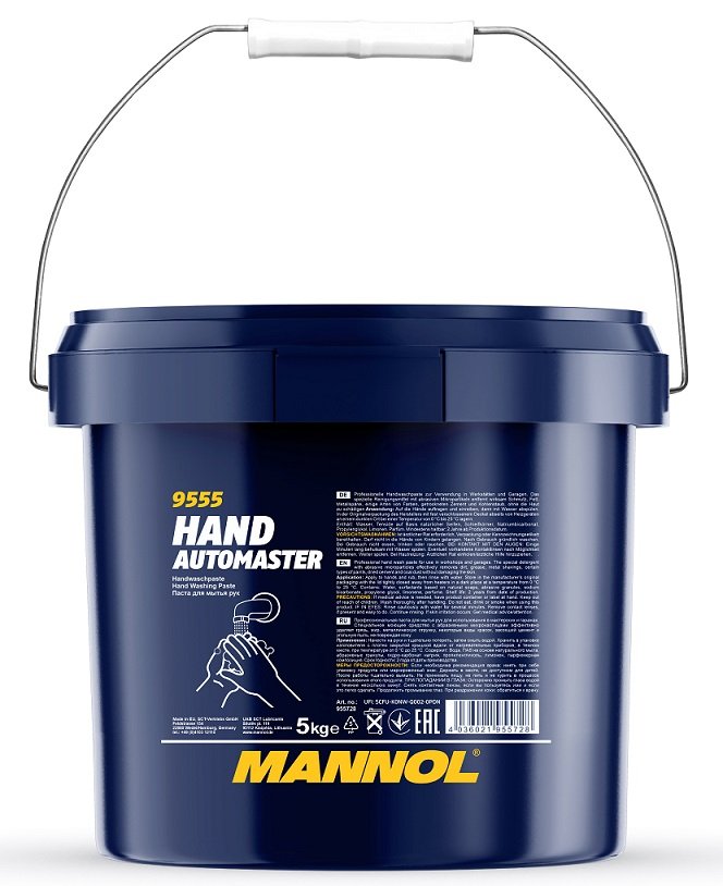 Mannol-hand Mannol Hand Automaster – паста за силно замърсени ръце. Премахва масла, битум, бои, лепила, сажди и нагар. 0,400 кг и 5 кг.